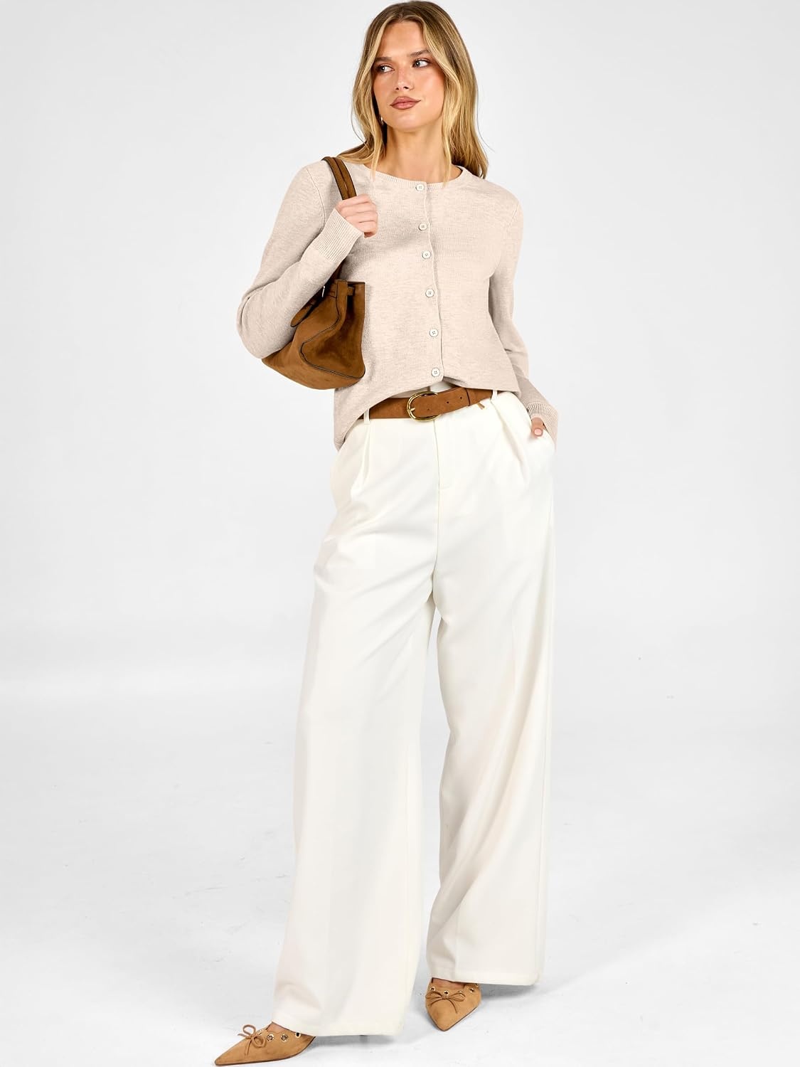 image:imageANRABESS Cardigan Sweaters for Women Lightweight Fall OutfitsAlmond