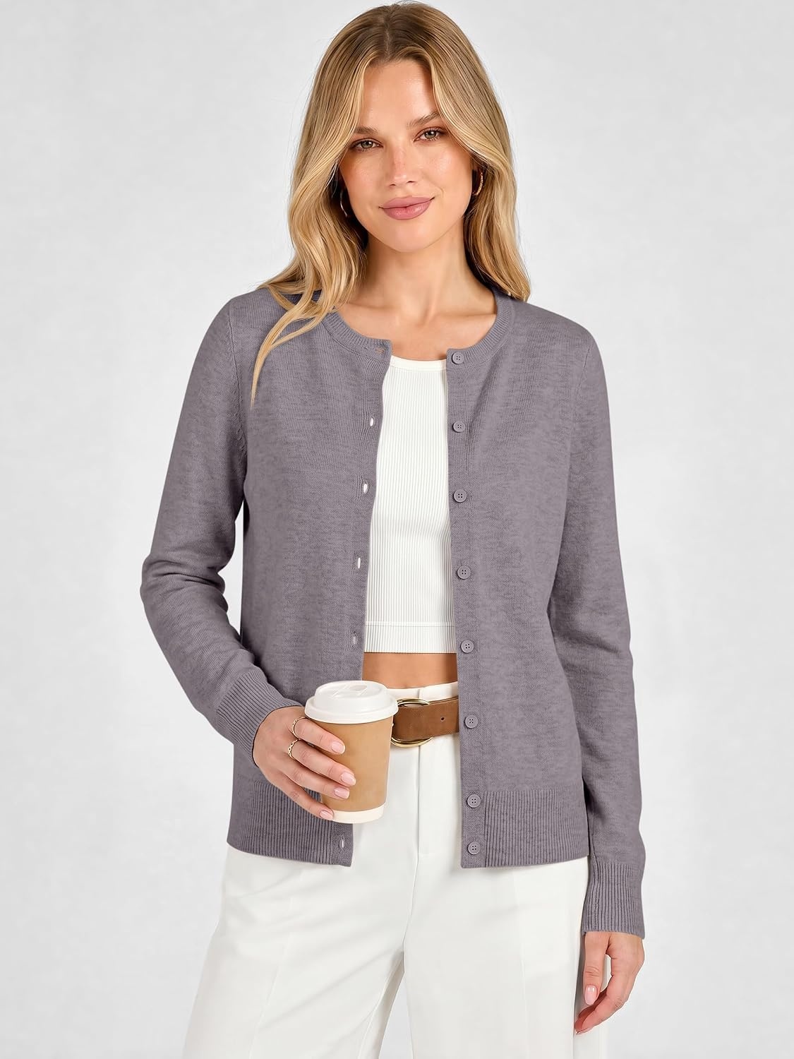 image:imageANRABESS Cardigan Sweaters for Women Lightweight Fall OutfitsNutmeg