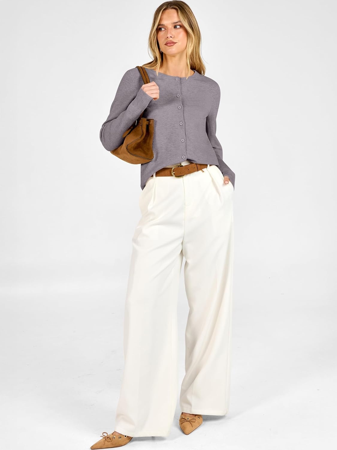 image:imageANRABESS Cardigan Sweaters for Women Lightweight Fall OutfitsNutmeg