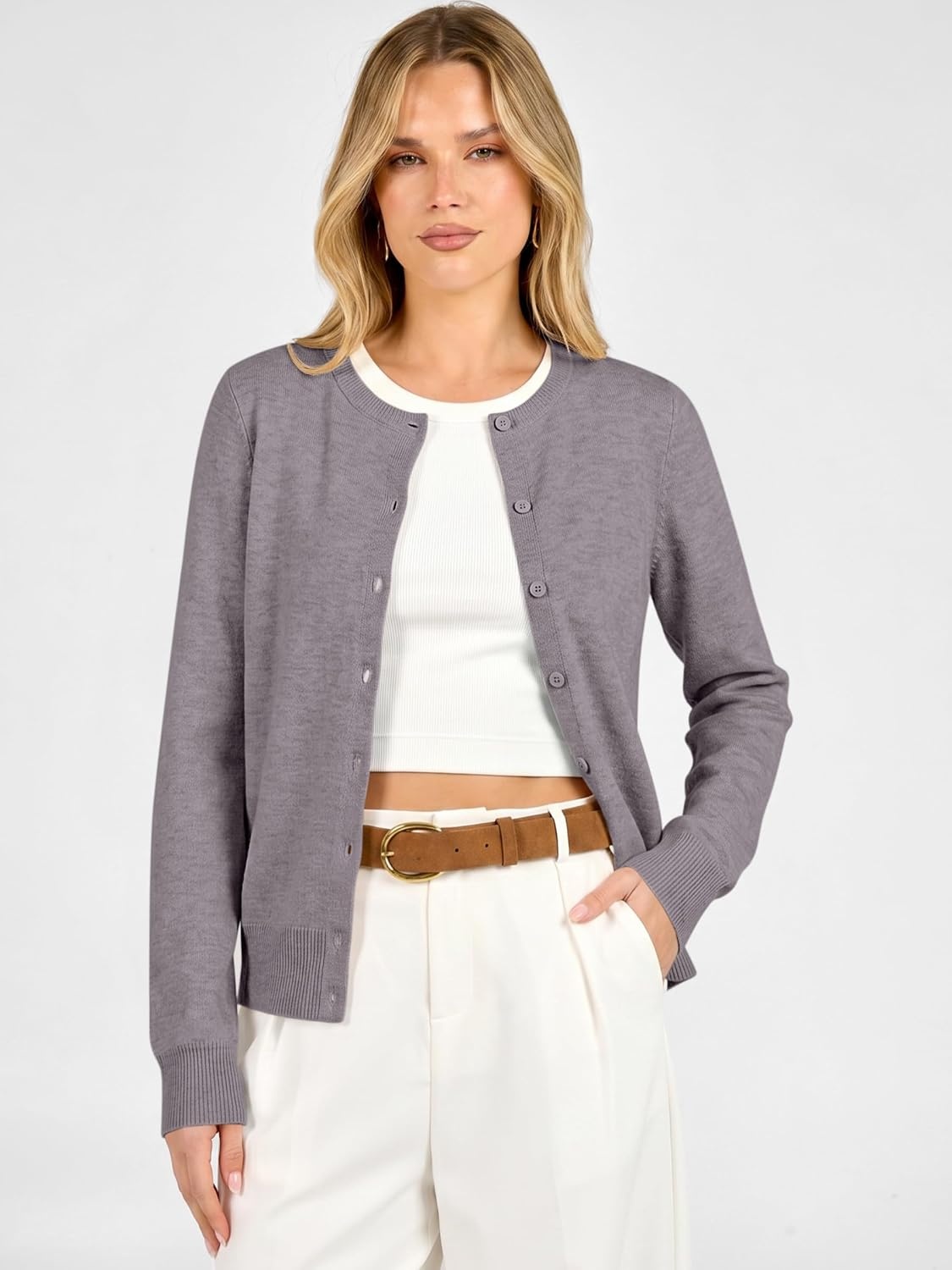 image:imageANRABESS Cardigan Sweaters for Women Lightweight Fall OutfitsNutmeg