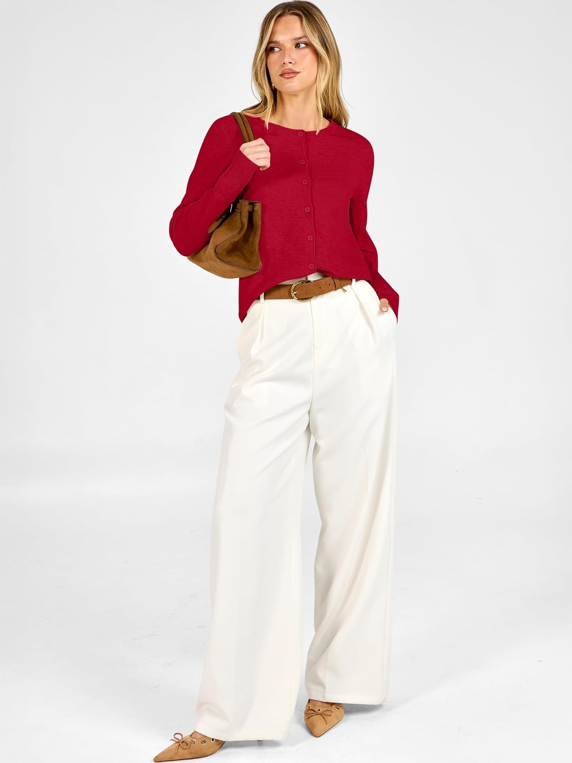 image:imageANRABESS Cardigan Sweaters for Women Lightweight Fall OutfitsRed