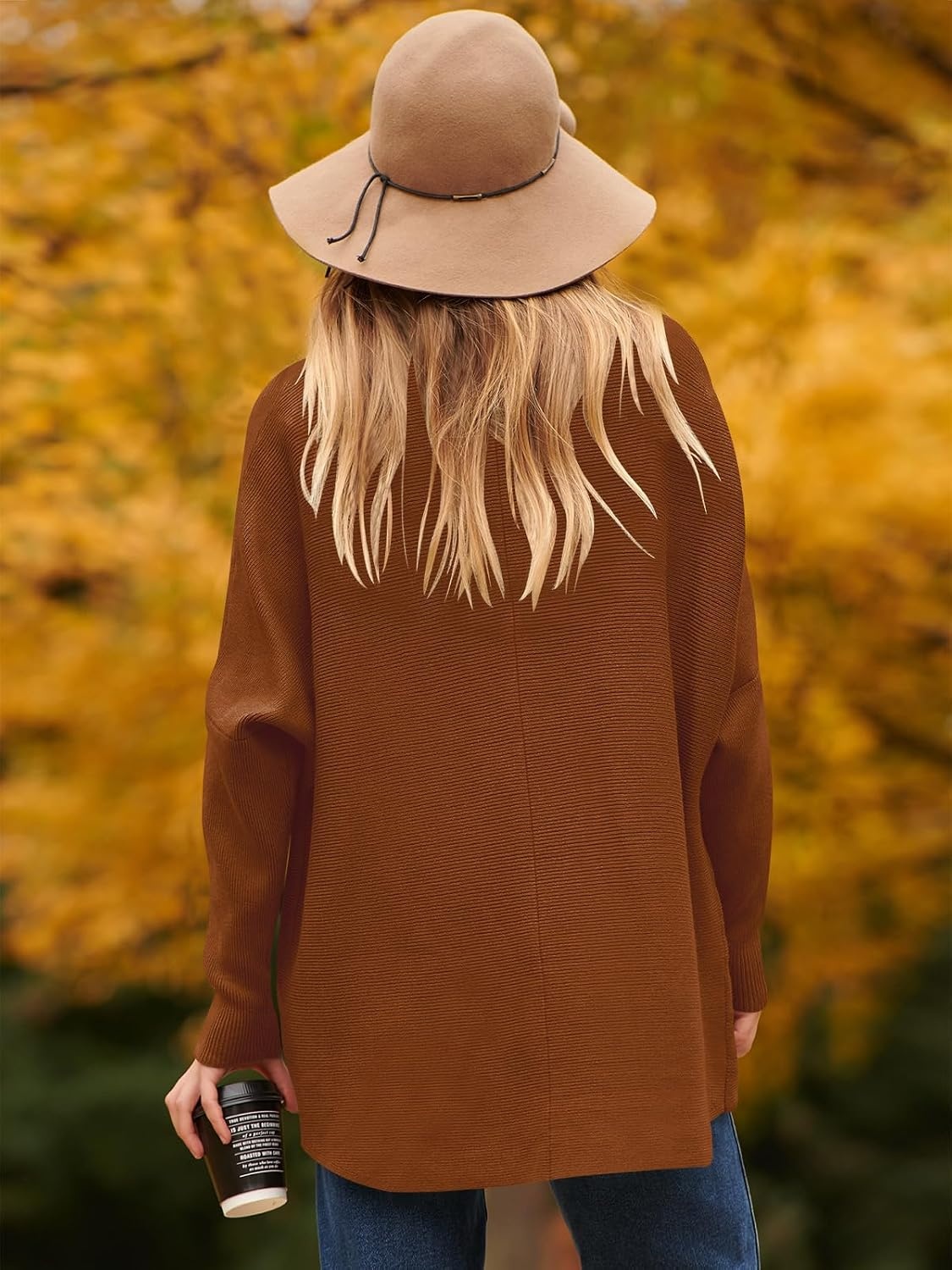 image:imageANRABESS Women Oversized Turtleneck Sweater Batwing Tunic Tops Fall OutfitsCaramel