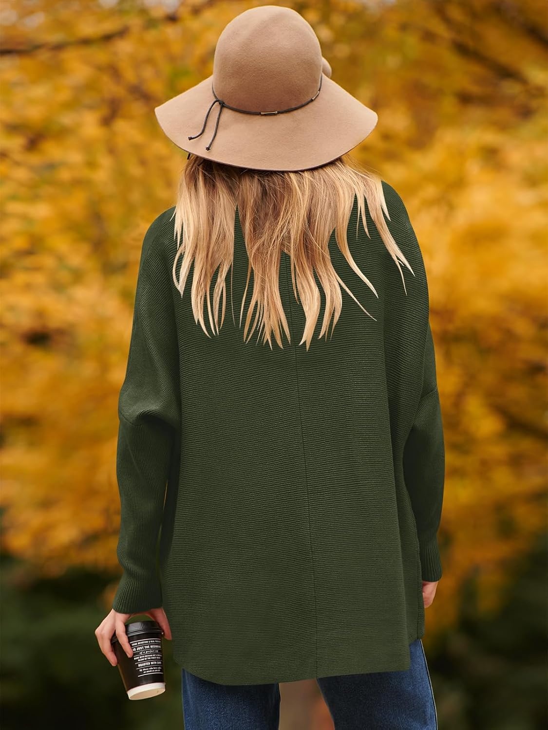 image:imageANRABESS Women Oversized Turtleneck Sweater Batwing Tunic Tops Fall OutfitsDark Green