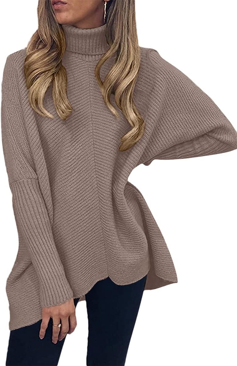 image:imageANRABESS Women Oversized Turtleneck Sweater Batwing Tunic Tops Fall OutfitsMutmeg