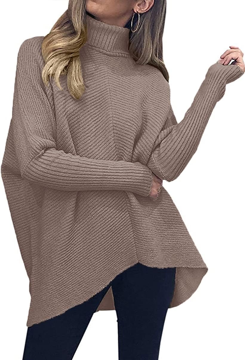 image:imageANRABESS Women Oversized Turtleneck Sweater Batwing Tunic Tops Fall OutfitsMutmeg