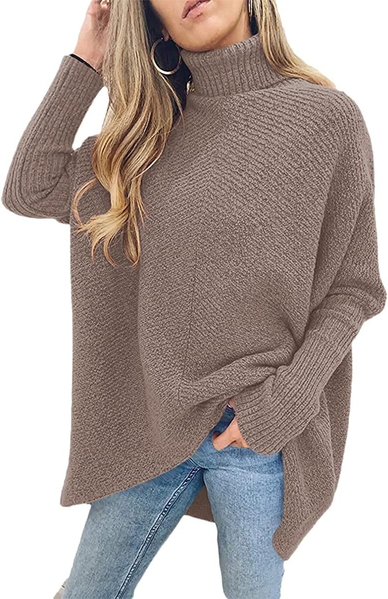 image:imageANRABESS Women Oversized Turtleneck Sweater Batwing Tunic Tops Fall OutfitsMutmeg