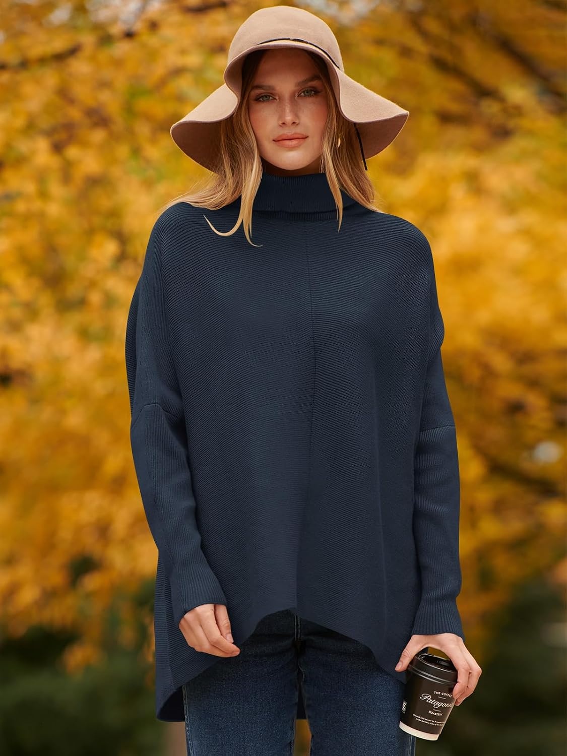 image:imageANRABESS Women Oversized Turtleneck Sweater Batwing Tunic Tops Fall OutfitsNavy Blue