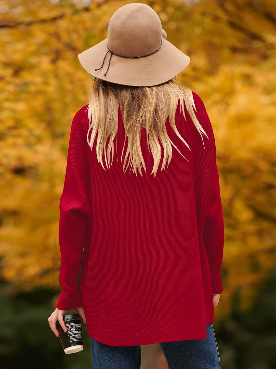 image:imageANRABESS Women Oversized Turtleneck Sweater Batwing Tunic Tops Fall OutfitsRed