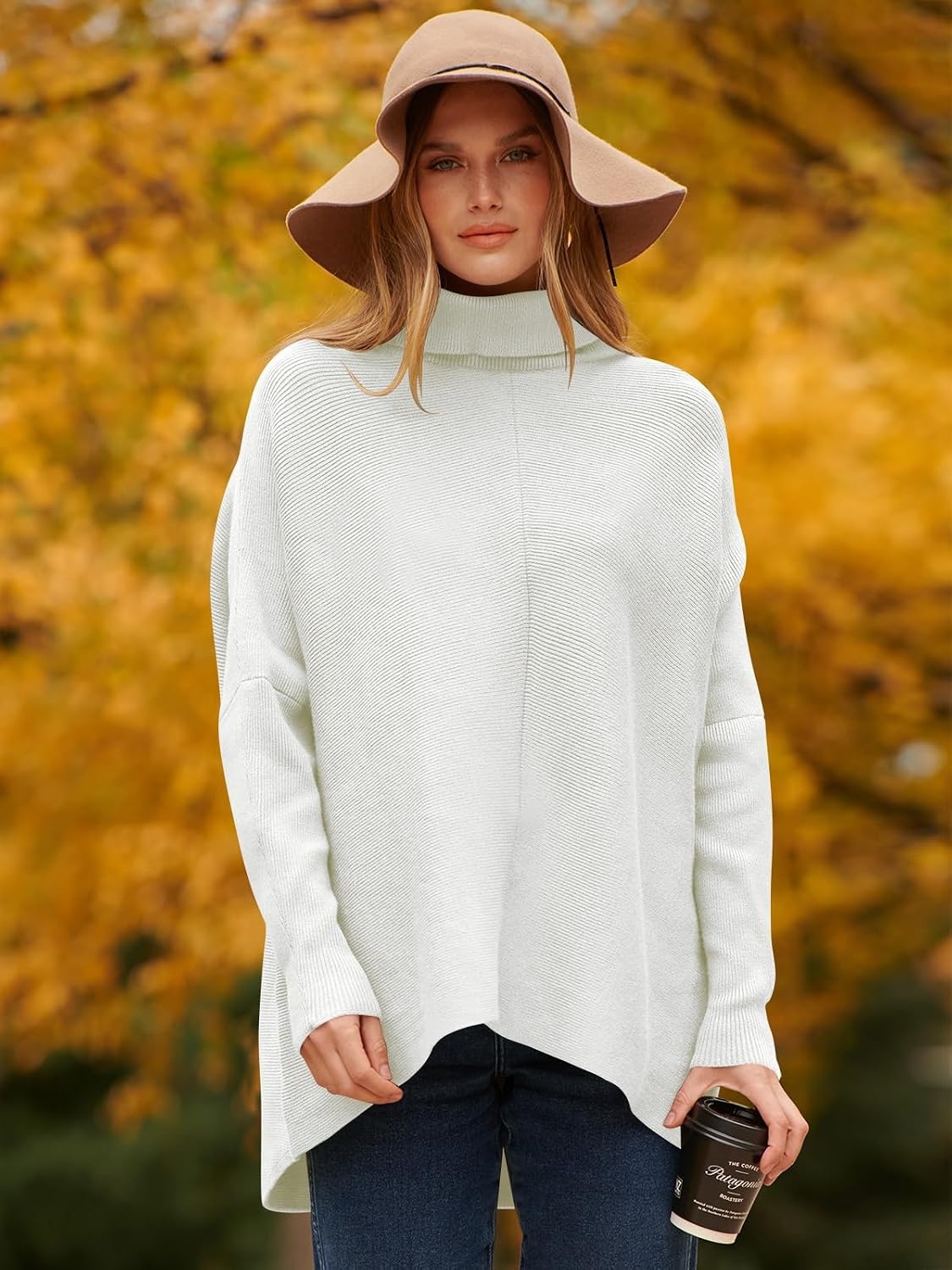 image:imageANRABESS Women Oversized Turtleneck Sweater Batwing Tunic Tops Fall OutfitsWhite