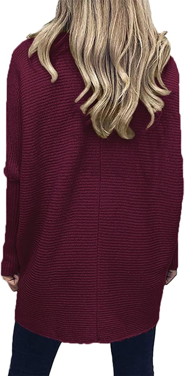 image:imageANRABESS Women Oversized Turtleneck Sweater Batwing Tunic Tops Fall OutfitsWine Red