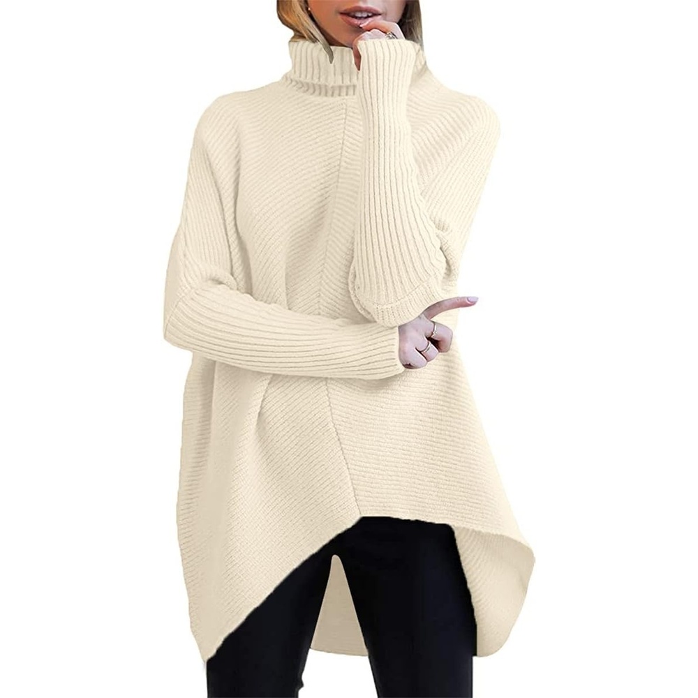 image:imageANRABESS Women Oversized Turtleneck Sweater Batwing Tunic Tops Fall OutfitsApricot