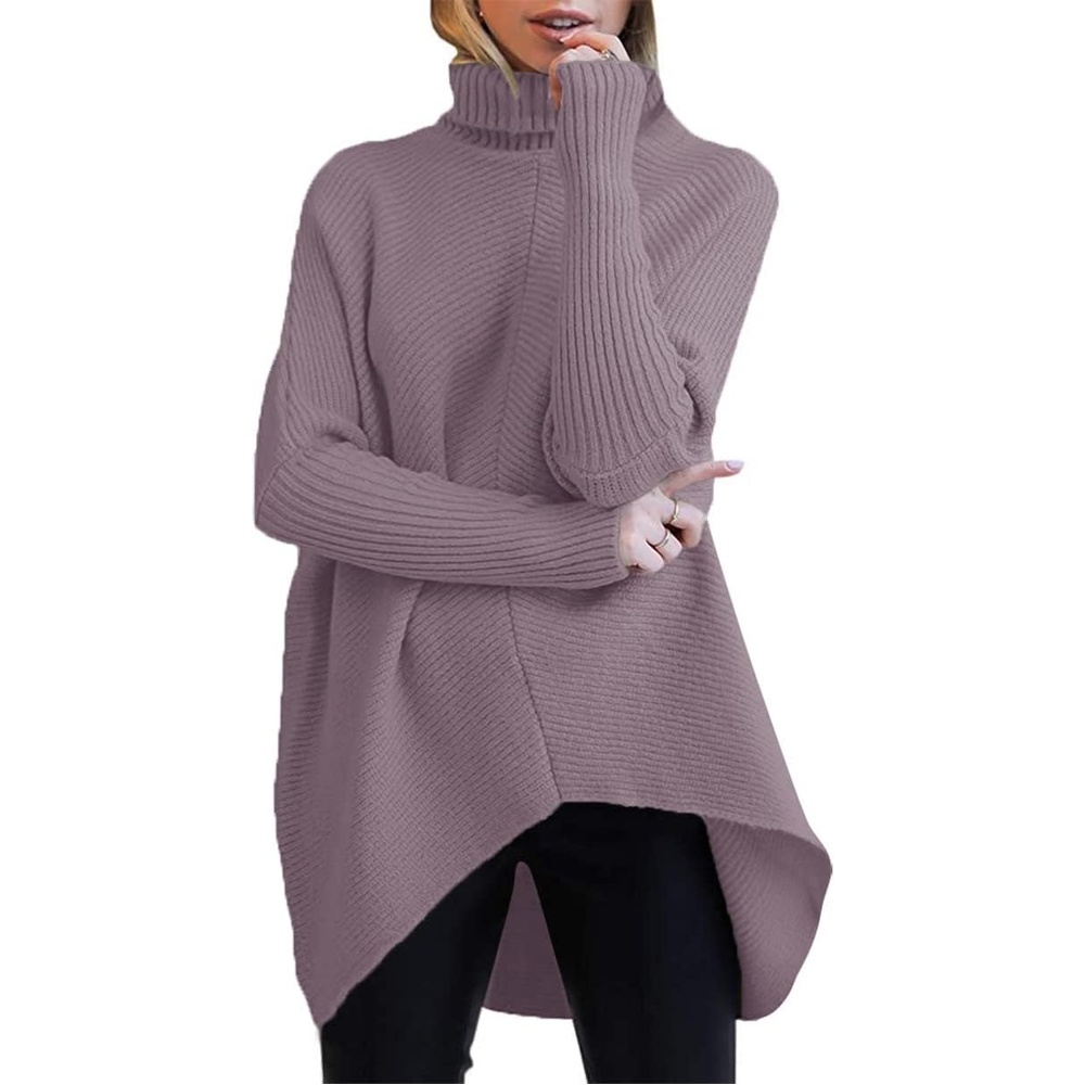image:imageANRABESS Women Oversized Turtleneck Sweater Batwing Tunic Tops Fall OutfitsDark Purple