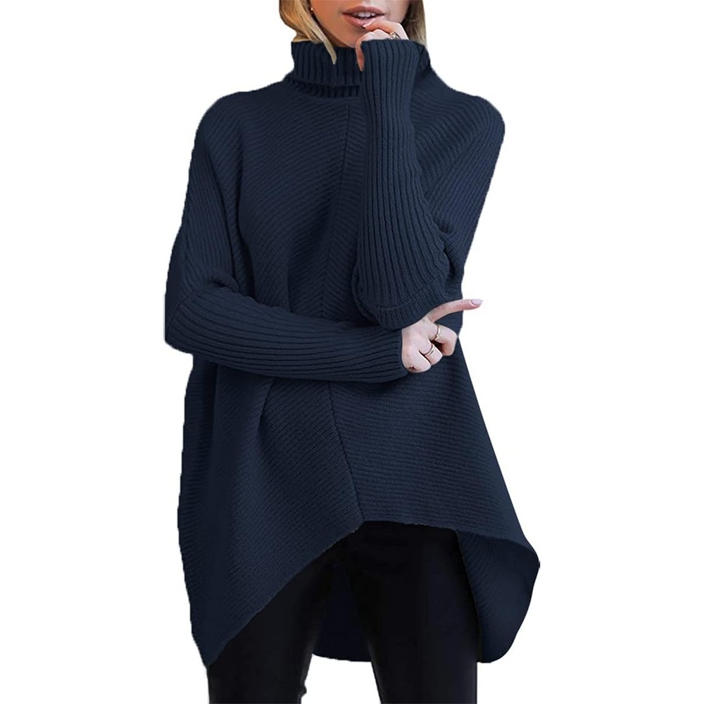 image:imageANRABESS Women Oversized Turtleneck Sweater Batwing Tunic Tops Fall OutfitsNavy Blue