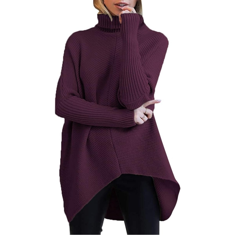 image:imageANRABESS Women Oversized Turtleneck Sweater Batwing Tunic Tops Fall OutfitsPurple