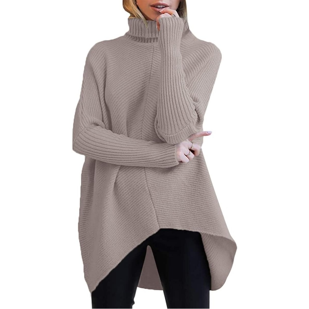 image:imageANRABESS Women Oversized Turtleneck Sweater Batwing Tunic Tops Fall OutfitsRed Apricot
