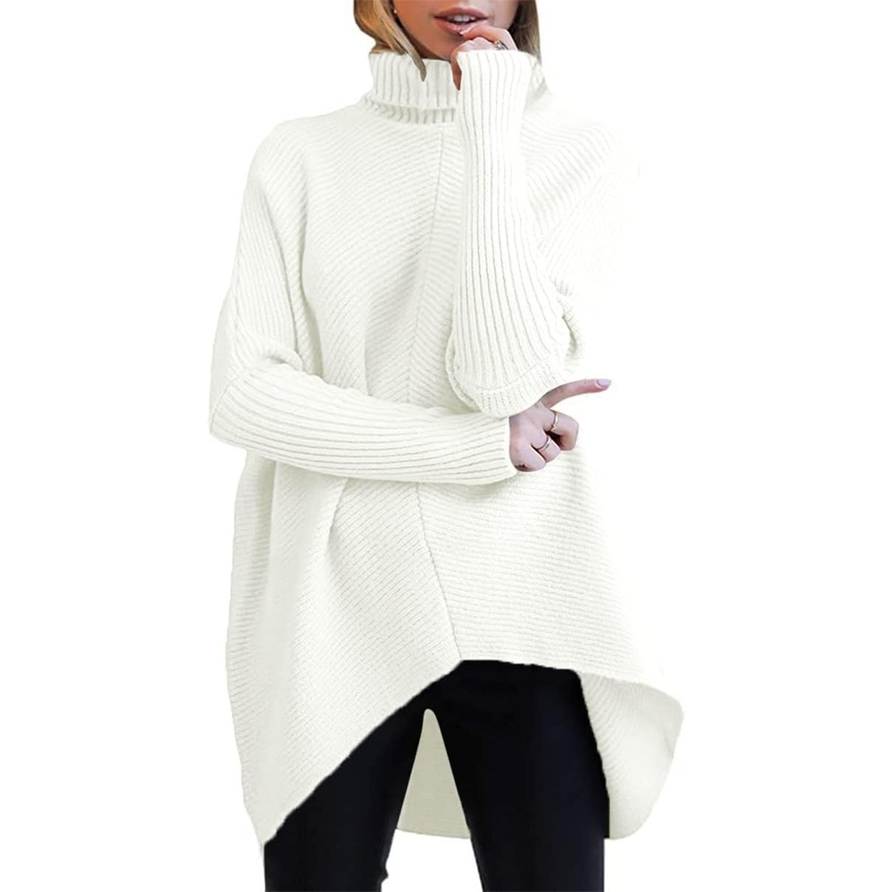 image:imageANRABESS Women Oversized Turtleneck Sweater Batwing Tunic Tops Fall OutfitsWhite