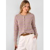 ANRABESS Cardigan Sweaters for Women Lightweight Fall Outfits(Apricot Beige Pink Stripe)