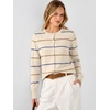ANRABESS Cardigan Sweaters for Women Lightweight Fall Outfits(Beige Blue Latte Stripe)