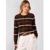 ANRABESS Cardigan Sweaters for Women Lightweight Fall Outfits(Coffe Orange Stripe)