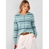 ANRABESS Cardigan Sweaters for Women Lightweight Fall Outfits(Light Blue Stripe)