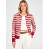 ANRABESS Cardigan Sweaters for Women Lightweight Fall Outfits(Red Beige Pink Stripe)