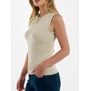 ANRABESS Ribbed Tank Tops for Women Ruffle Style(Beige)