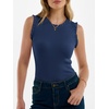 ANRABESS Ribbed Tank Tops for Women Ruffle Style(Blue)