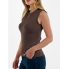 ANRABESS Ribbed Tank Tops for Women Ruffle Style(Chocolate)