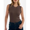 ANRABESS Ribbed Tank Tops for Women Ruffle Style(Chocolate)