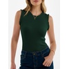 ANRABESS Ribbed Tank Tops for Women Ruffle Style(Deep Green)