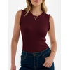 ANRABESS Ribbed Tank Tops for Women Ruffle Style(Deep Red)