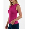 ANRABESS Ribbed Tank Tops for Women Ruffle Style(Hot Pink)