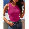 ANRABESS Ribbed Tank Tops for Women Ruffle Style(Hot Pink)