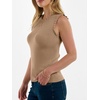 ANRABESS Ribbed Tank Tops for Women Ruffle Style(Khaki)