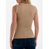 ANRABESS Ribbed Tank Tops for Women Ruffle Style(Khaki)