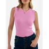 ANRABESS Ribbed Tank Tops for Women Ruffle Style(Pink)