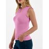 ANRABESS Ribbed Tank Tops for Women Ruffle Style(Pink)