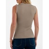 ANRABESS Ribbed Tank Tops for Women Ruffle Style(Tan)