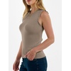 ANRABESS Ribbed Tank Tops for Women Ruffle Style(Tan)