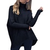 ANRABESS Women Oversized Turtleneck Sweater Batwing Tunic Tops Fall Outfits(Black)