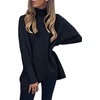 ANRABESS Women Oversized Turtleneck Sweater Batwing Tunic Tops Fall Outfits(Black)