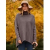 ANRABESS Women Oversized Turtleneck Sweater Batwing Tunic Tops Fall Outfits(Brown)