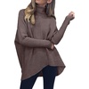 ANRABESS Women Oversized Turtleneck Sweater Batwing Tunic Tops Fall Outfits(Brown)