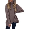 ANRABESS Women Oversized Turtleneck Sweater Batwing Tunic Tops Fall Outfits(Brown)