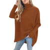 ANRABESS Women Oversized Turtleneck Sweater Batwing Tunic Tops Fall Outfits(Caramel)