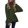 ANRABESS Women Oversized Turtleneck Sweater Batwing Tunic Tops Fall Outfits(Dark Green)