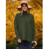 ANRABESS Women Oversized Turtleneck Sweater Batwing Tunic Tops Fall Outfits(Dark Green)