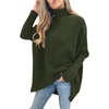 ANRABESS Women Oversized Turtleneck Sweater Batwing Tunic Tops Fall Outfits(Dark Green)