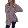 ANRABESS Women Oversized Turtleneck Sweater Batwing Tunic Tops Fall Outfits(Dark Purple)