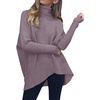 ANRABESS Women Oversized Turtleneck Sweater Batwing Tunic Tops Fall Outfits(Dark Purple)